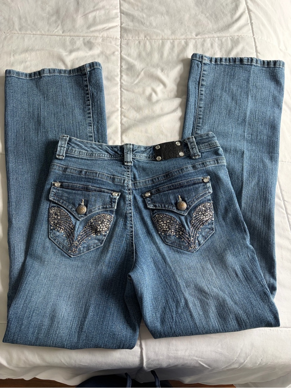Style & Co. Embellished Flap-Pocket Bootcut Jeans featuring a Y2K-inspired Sz 4